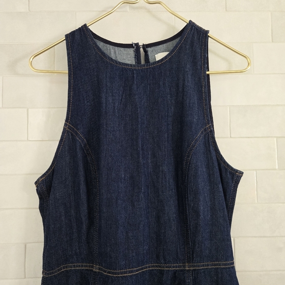 Reformation Pippa Sleeveless Denim Midi Dress Fit Flare A-Line Blue Liffey Wash - Picture 5 of 12